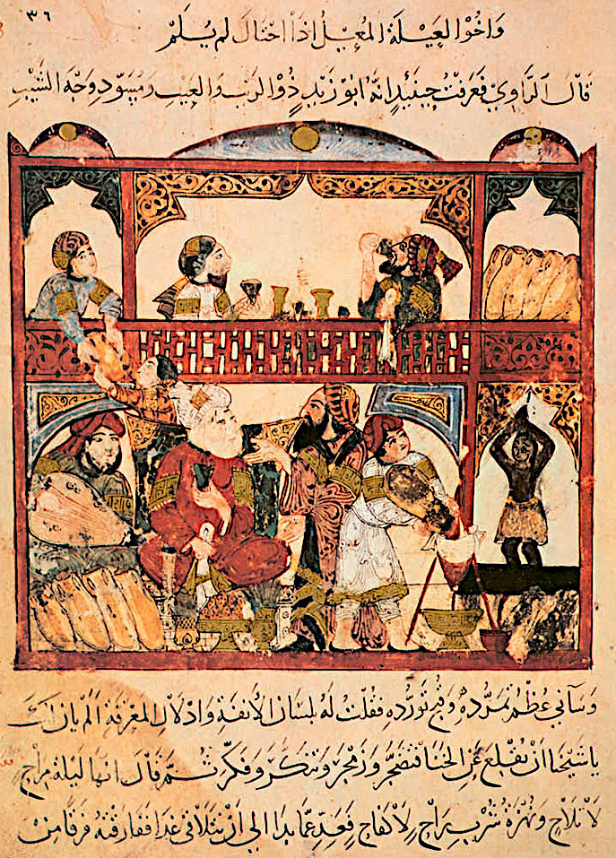 Indoor tavern scene by Maqāmāt al-Ḥarīrī (1054-1122)
